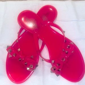 Valentino hot pink gold spiked sandals